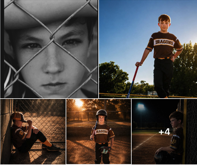 Dragons baseball player portraits collage at golden hour by Shai'bug Photography